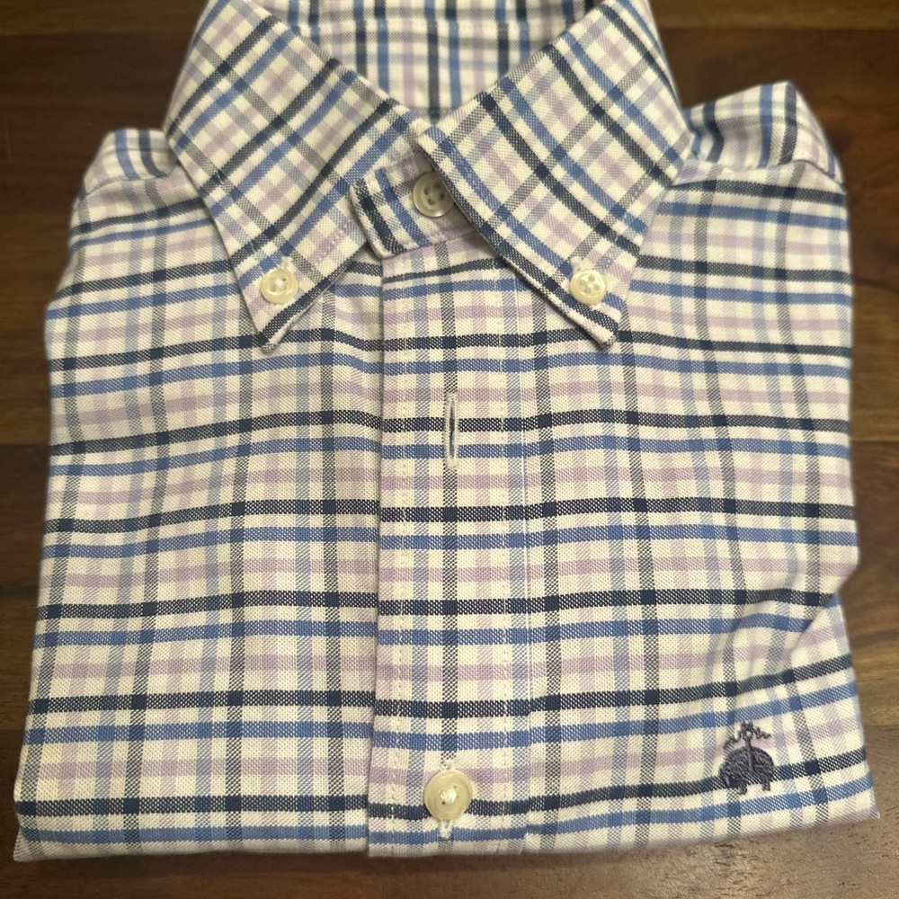 Brooks Brothers Blue and Purple Checkered Shirt-Boys XS